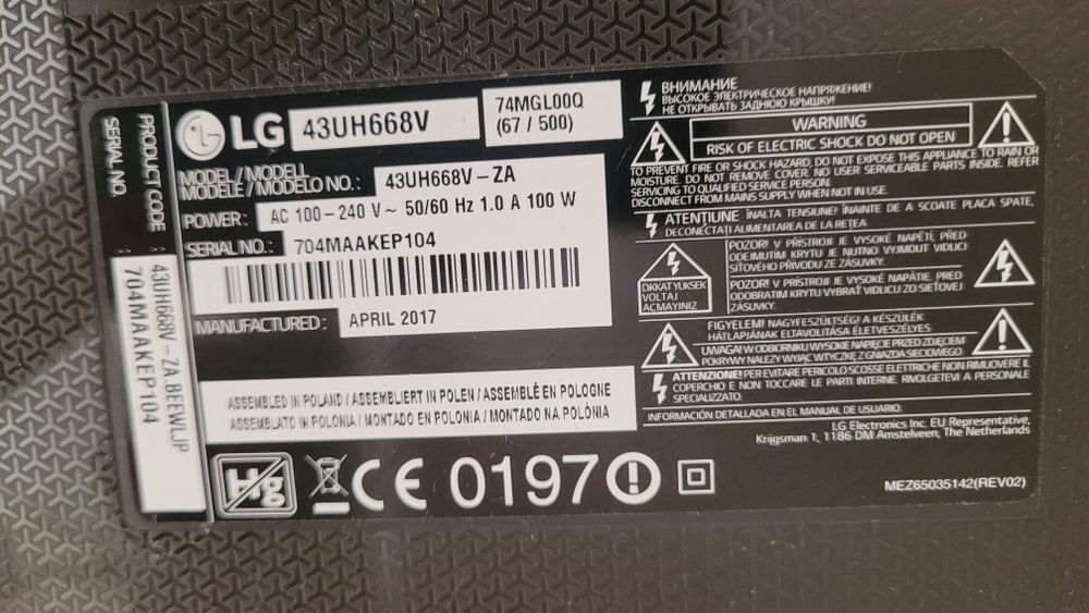 TV LG 43UH668V (piese) – defect (display nefuncțional), restul ok