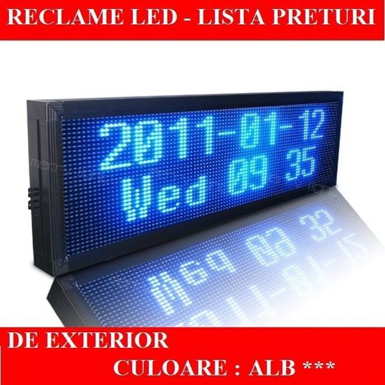 Reclame LED programabile EXTERIOR ALB luminoasa STOC