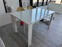 Masa OMNIA Calligaris -ext-top sticla alba, alb lacuit mat-Rovere