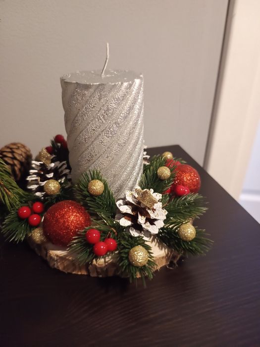 Decorațiune pentru masa de Crăciun, lemn natural