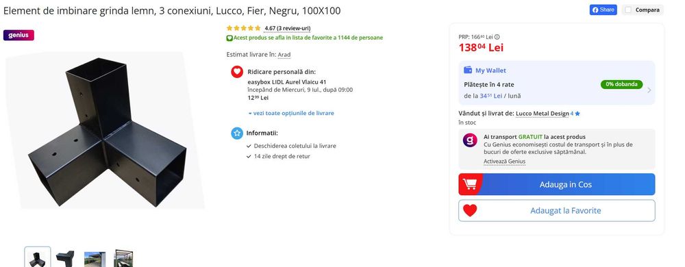 Element de imbinare grinda lemn 4 buc, Pentru colturi, Fier, Negru,