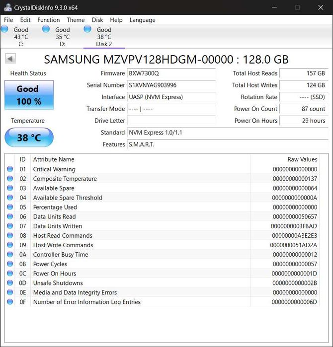 Set RAID1 : 2 x 128GB M.2 SSD Samsung SM951-NVMe MLC pt Server/PC