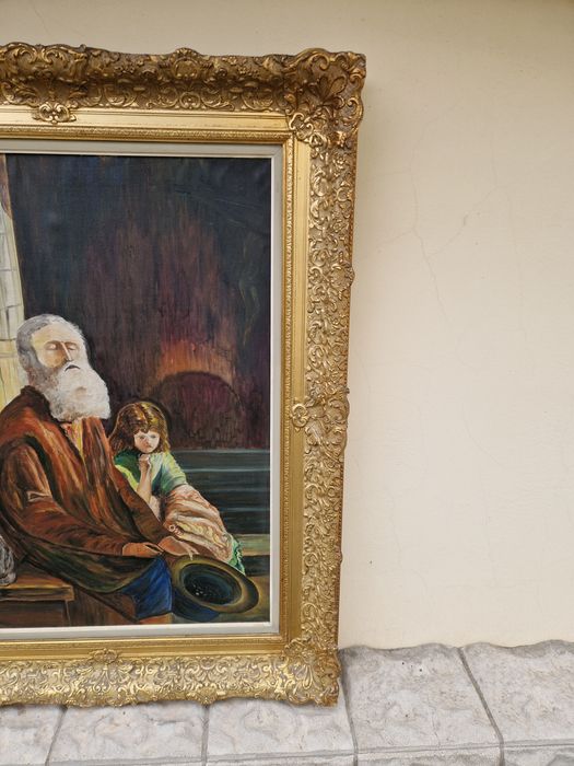 Уникална антикварна белгийска маслена картина на платно