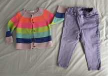 Lot cardigan Next si pantaloni twill H&M marimea 86, 12-18 luni