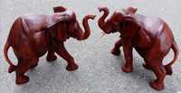 Set de 2 superbe sculpturi elefanti din lemn masiv lucrați integral ma