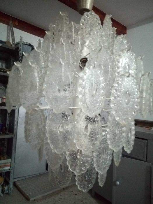 Lustra mare 75cm H / 55cm L , alb-transparent