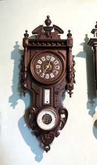 Ceas vechi cu pendul de perete Vincenti cu barometru si termometru