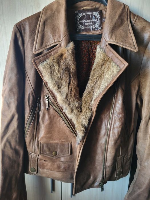 Дамско яке естествена кожа L- ка на Only.