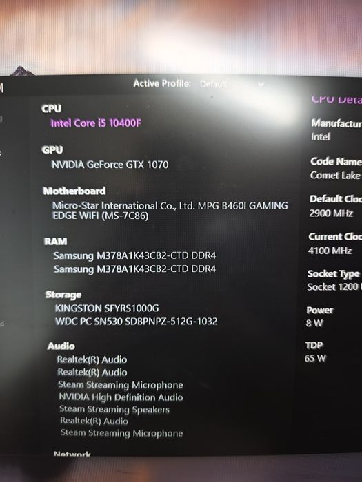 Pc gaming cu gtx 1070 si i5 10400f