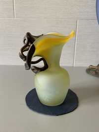 Vaza art nouveau semnata sticla si metal Art Glass