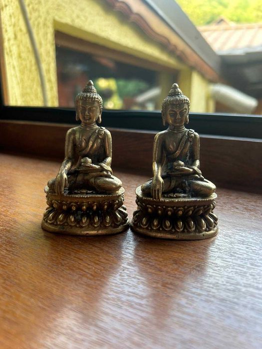 Set două decorațiuni cu Buddha Sakyamuni/bronz masiv/9cm×5,5cm.