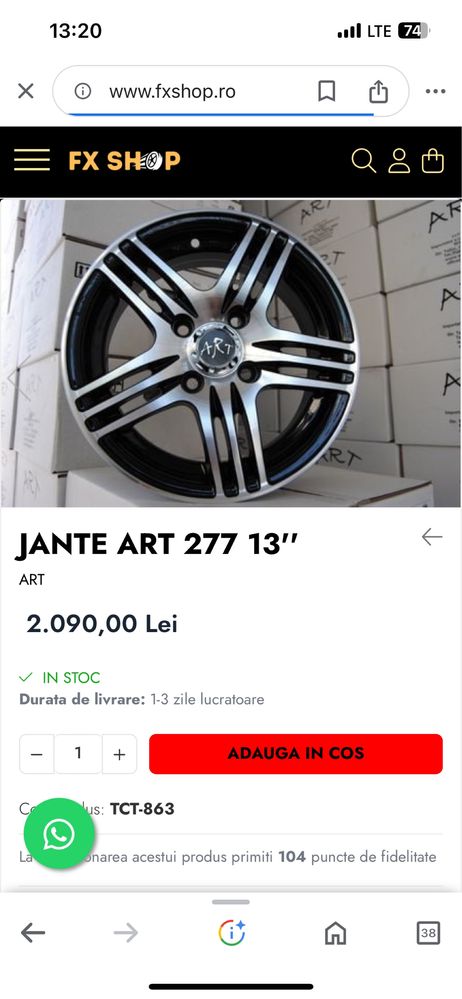 Vand jante ART 277 R13