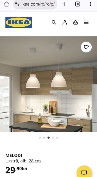 Lustra Melodi Ikea 28 cm, alb