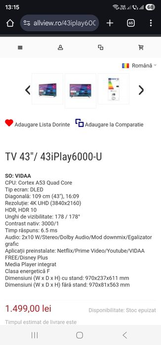 Tv smart allview de 109