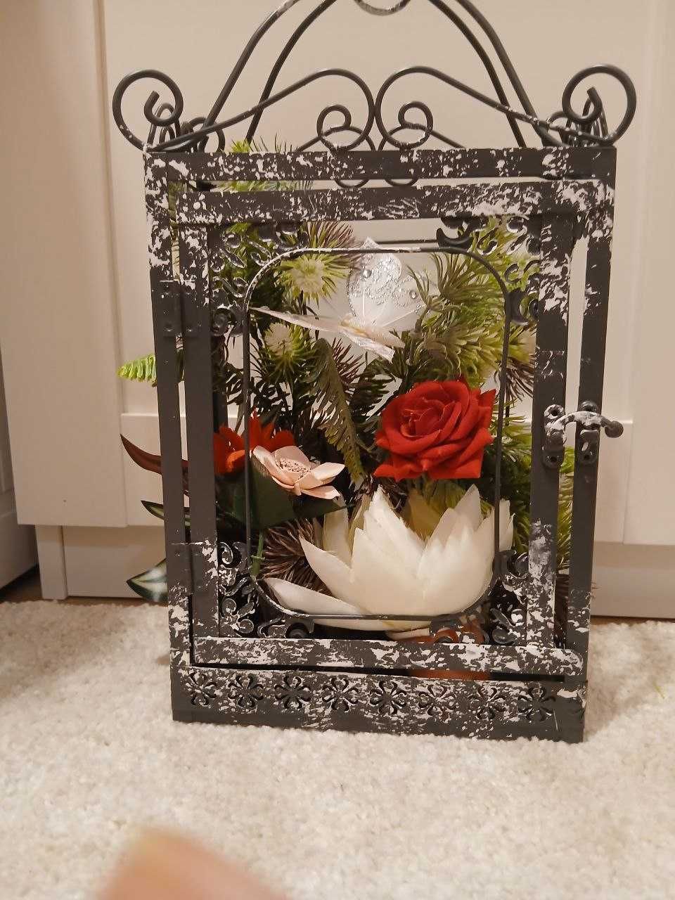 aranjament floral fereastra decorativa unicat flori artificiale