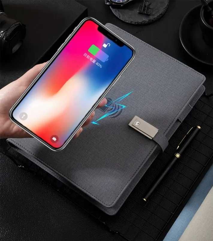 Ежедневник Блокнот С Беспроводной Зарядкой PowerBank и USB Флешкой