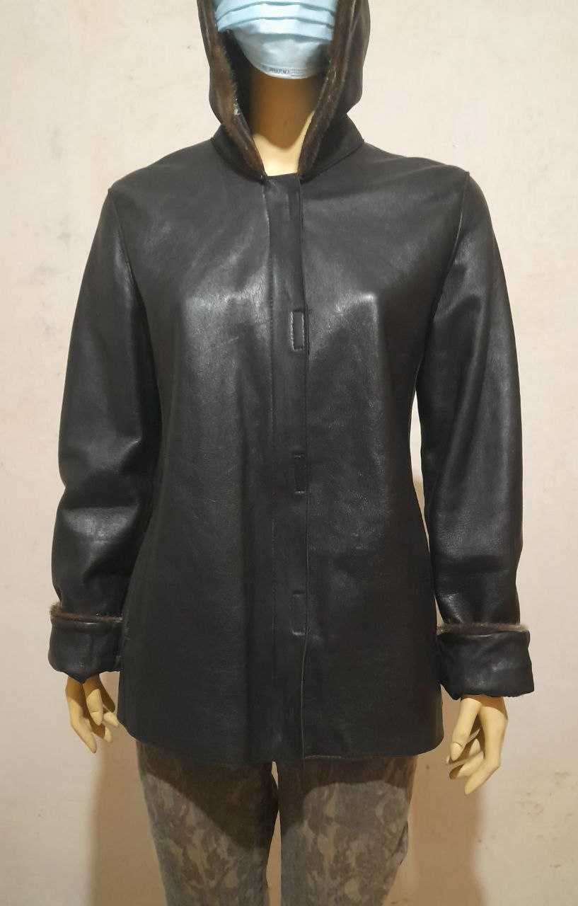 Michael Kors кожаная куртка с капюшоном 38 - 40 размер