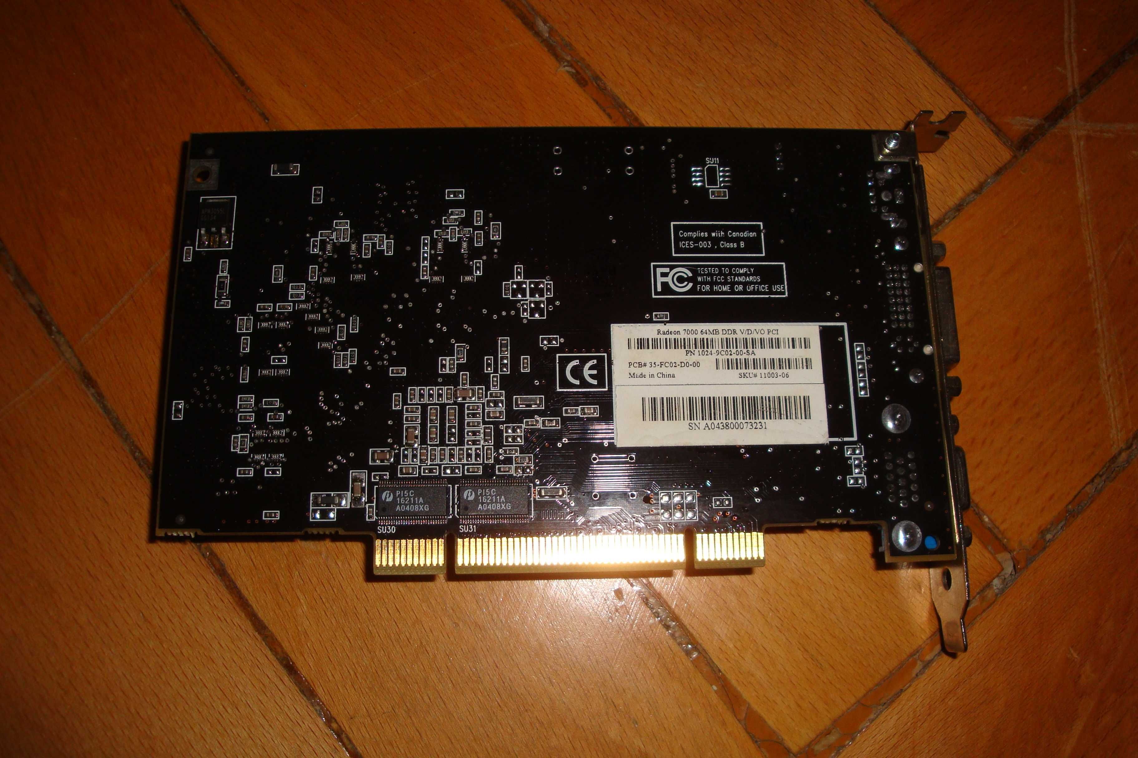 placa video retro radeon 7000 64mb ddr slot pci