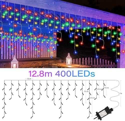 Коледни висулки 400 LED RGB, 8 режима, външни, водоустойчиви светлини