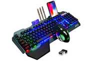 Tastatura gaming RGB wireless, membrana, panou din metal, Negociabil