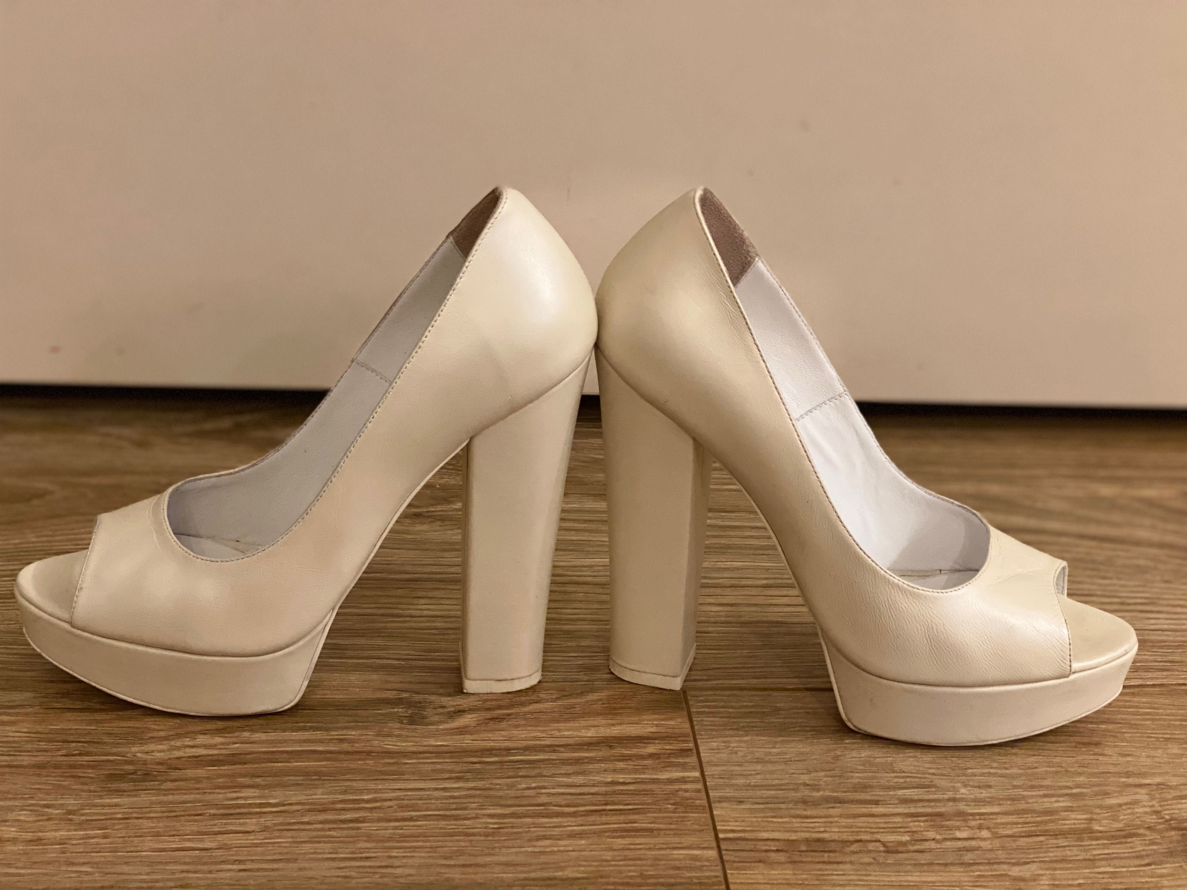 Pantofi open toe eleganți/nunta, din piele, măsura 36