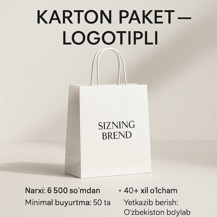 Karton paket — logotip bilan | Brend Paket