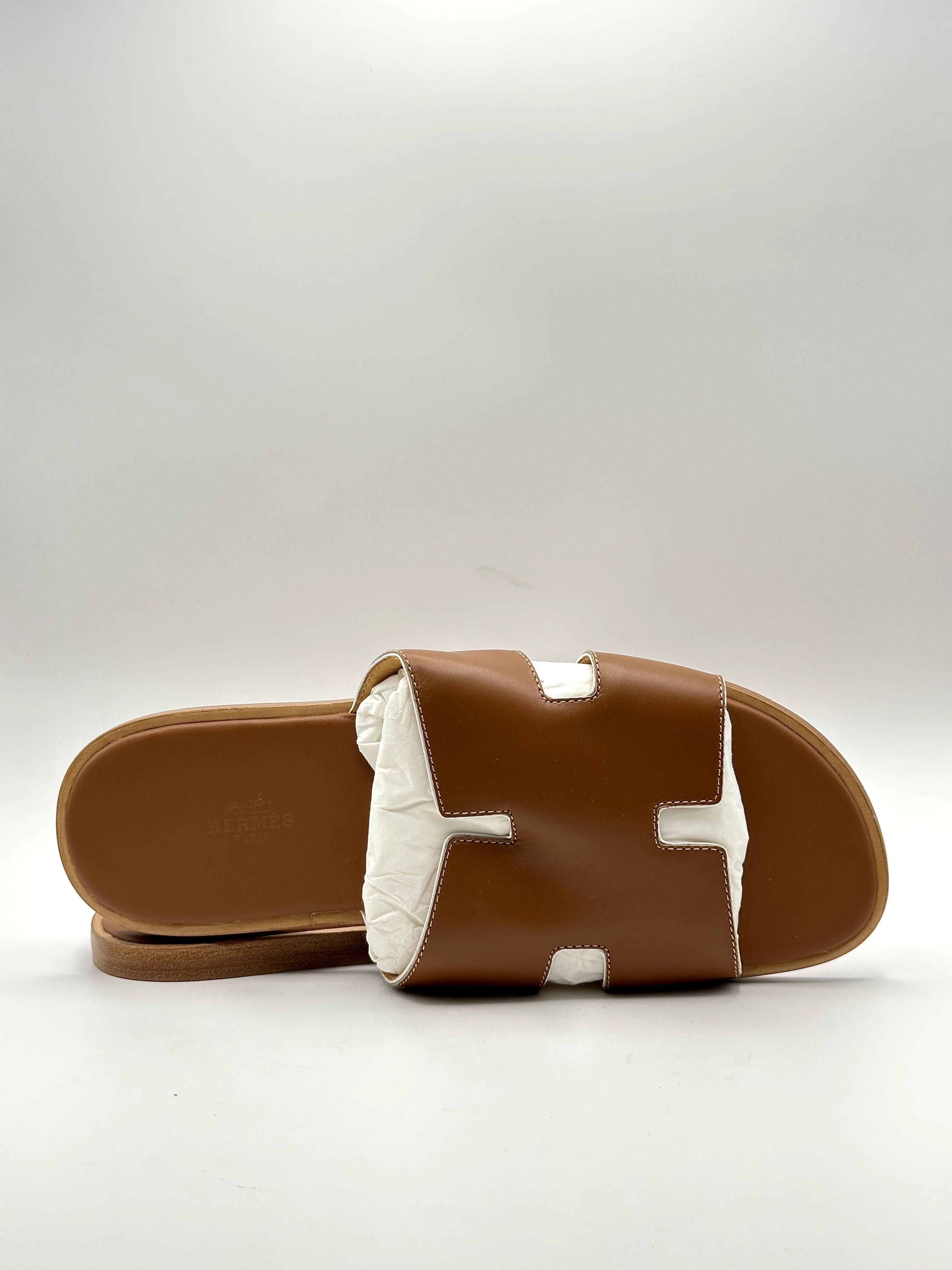 Hermes Slides Man Brown/White