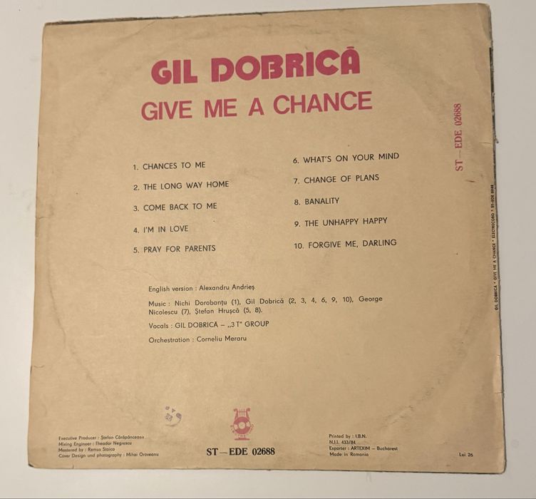Vinil Gil Dobrică - Da-mi o șansă (Give me a chance)
