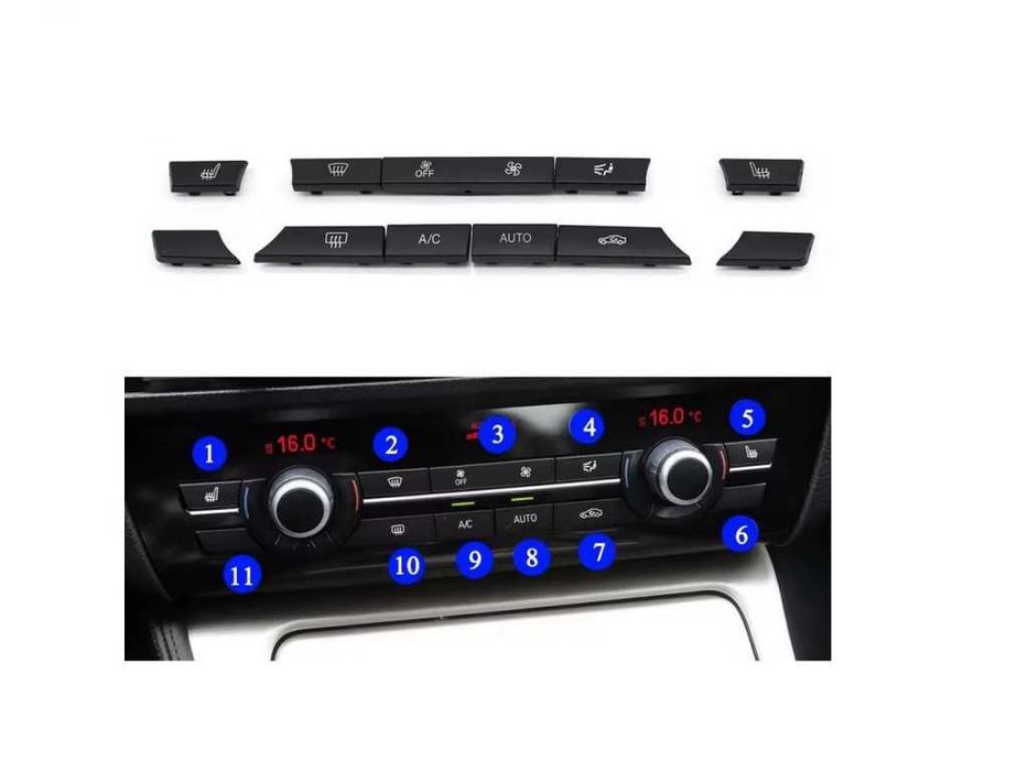 Комплект капачета за бутони на климатроник за BMW 5 F10,  F12, F01