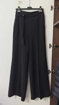 Pantalon negru elegant larg pe picior cu curea H&M