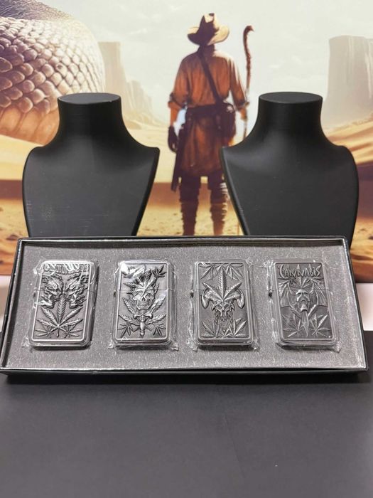 Set 4 brichete metalice – design 3D în relief