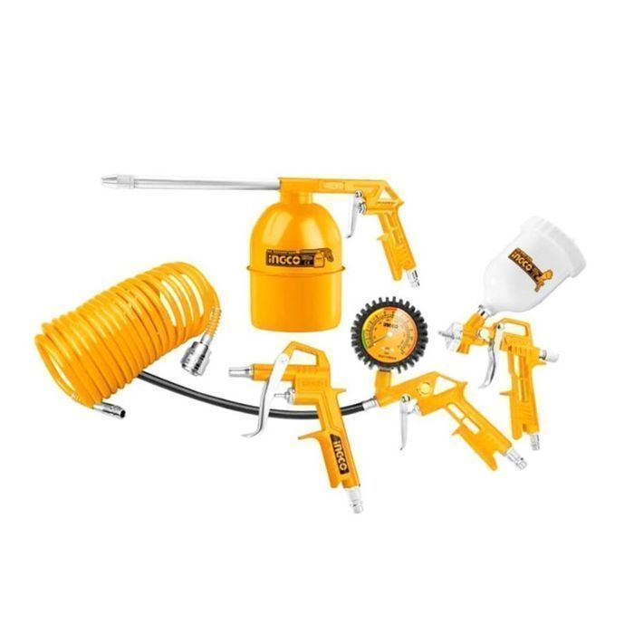 set 5 accesorii compresor suflat vopsit gresat manometru roti ingco