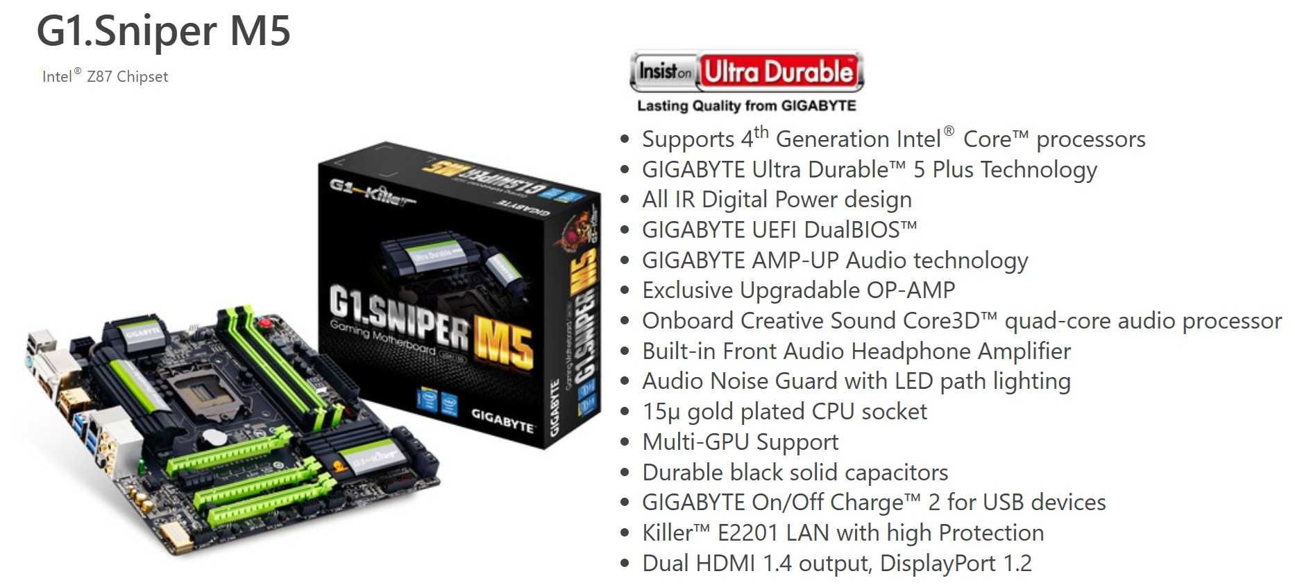 Дъно Дънна платка GIGABYTE G1.Sniper M5 Z87 1150 DDR3 OVERCLOCK