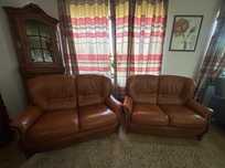 Canapele 2 Locuri din Piele, cu Schelet din Lemn Masiv