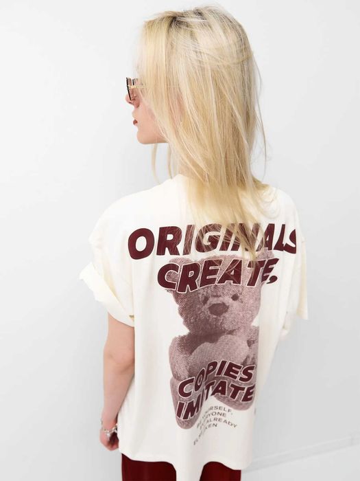 Дамска овърсайз тениска , тениска с мече , дамски Oversized тениски