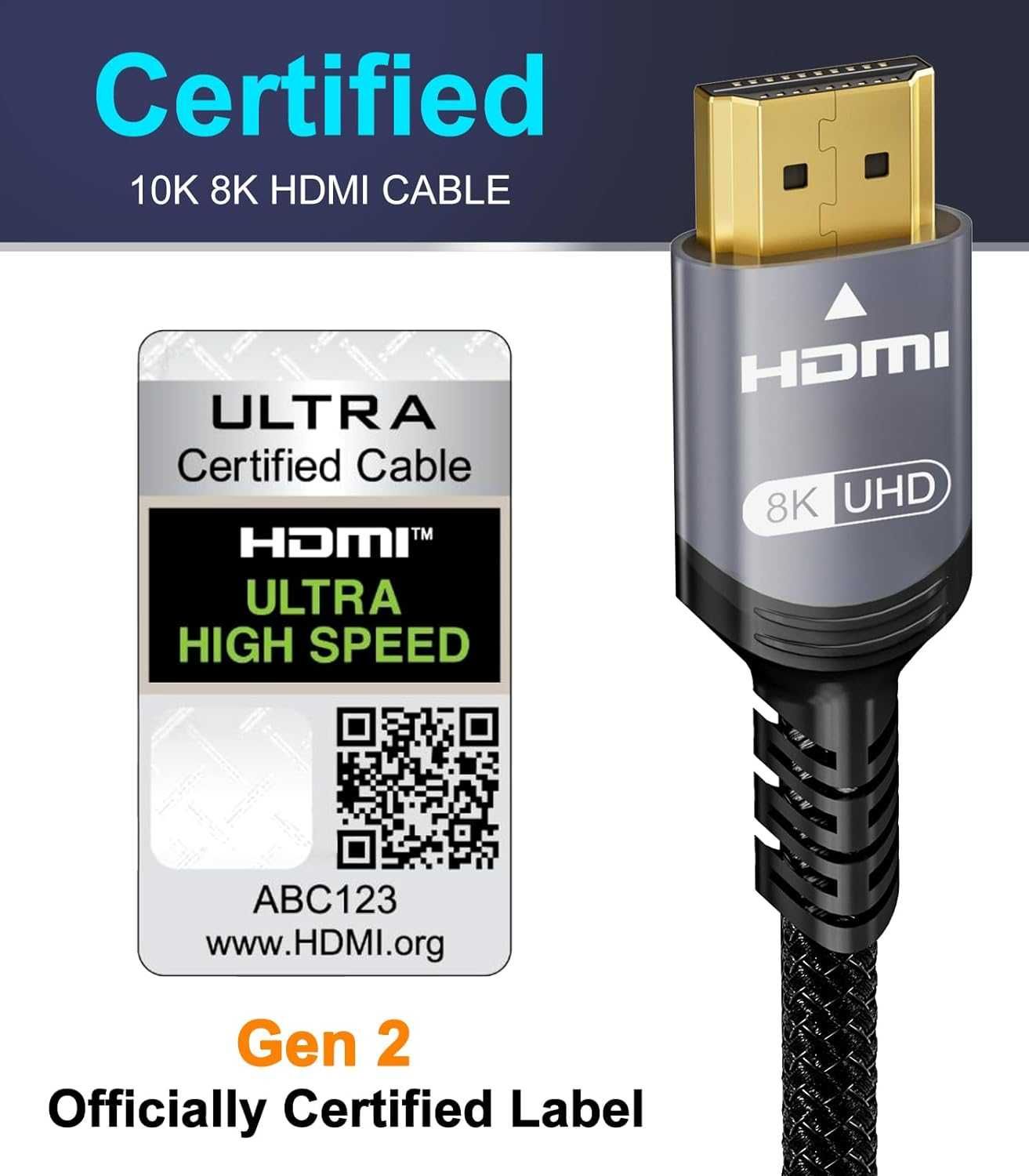 Cablu HDMI 2.1,8K-60Hz 4K-120Hz,5m,48Gbps,HDR,eARC,Dolby Atmos