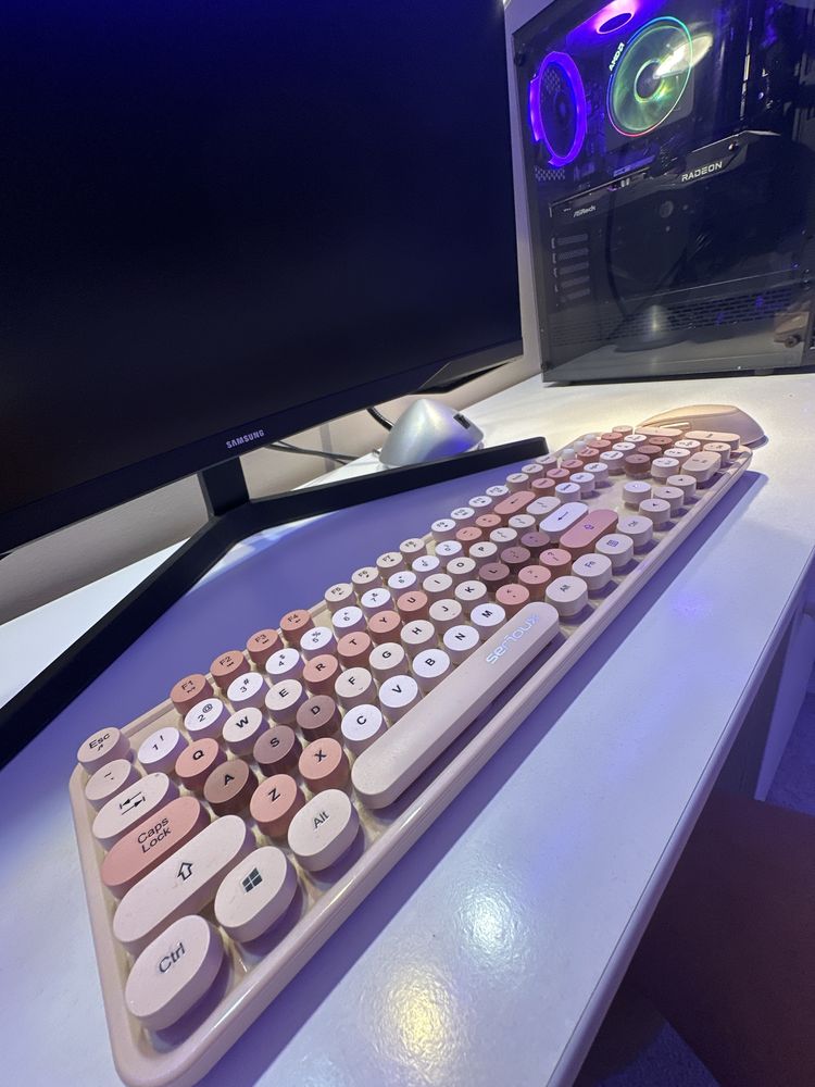 Комплект безжична клавиатура и мишка MOFII Sweet, 2.4G, Бежов