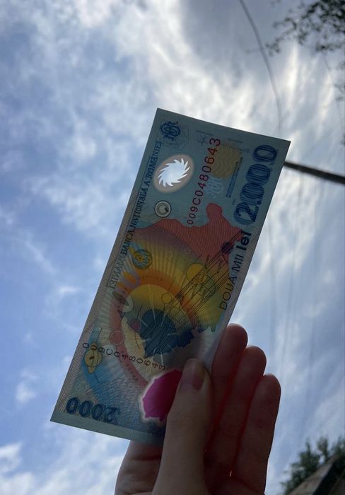 Bancnota 2000 lei Romania  + Irak 5 dinari