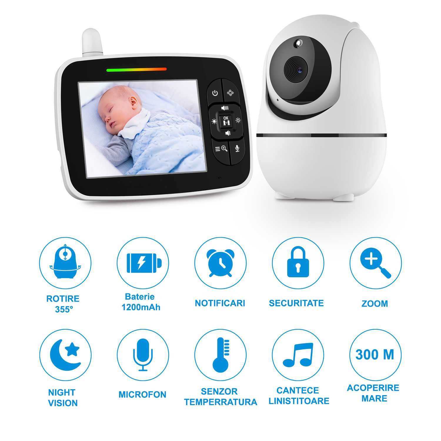 Baby Monitor si Camera Audio-Video Wireless Supraveghere Bebe,3.5 Inch