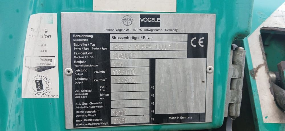 Finisor Vogele 1600-3I