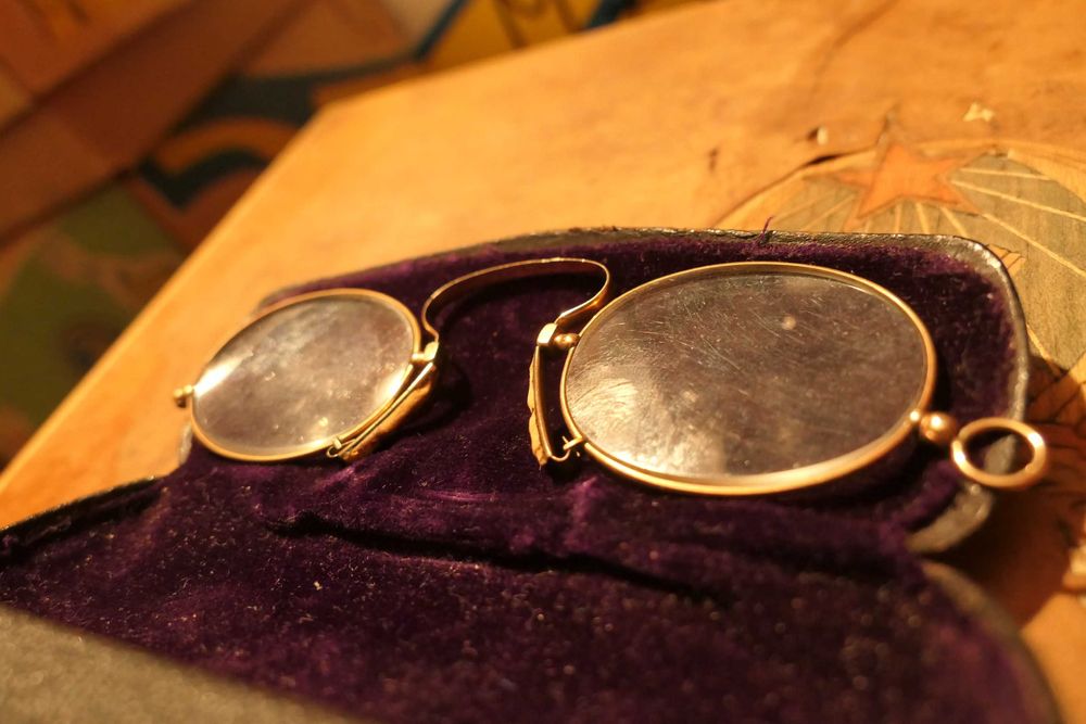 Ochelari de nas etui piele si fetru G.A. Paul OPTOMETRIST Chicago USA