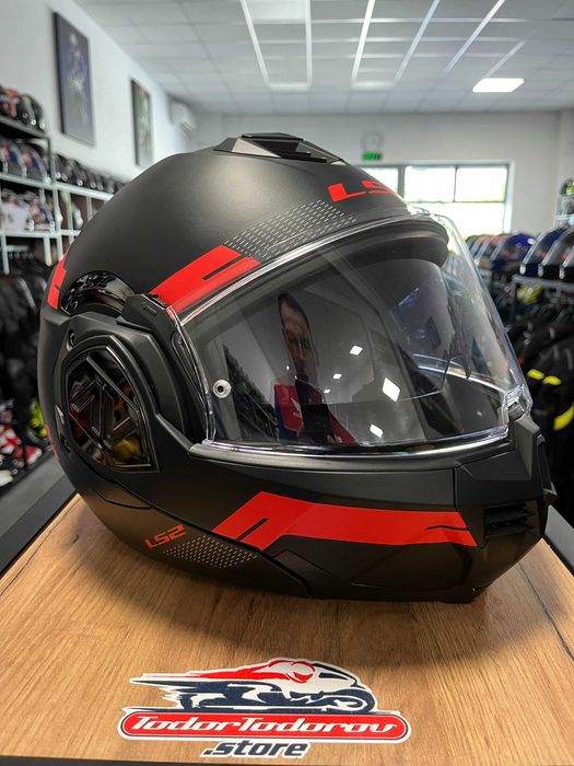 Отваряема мото Каска LS2 Advant FF901 Black/Red ECE 22.06, L,като нова