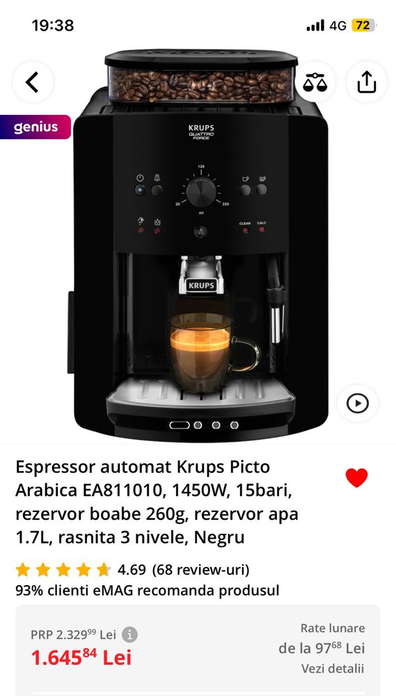 Espressor automat Krups Picto Arabica EA811010