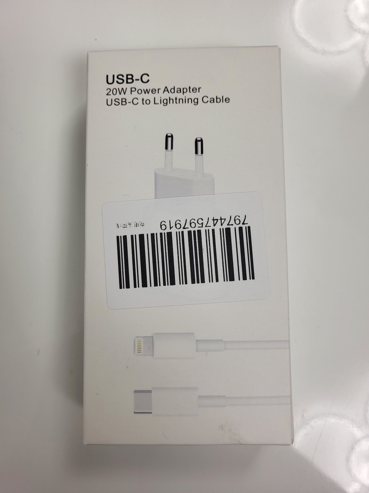 Incarcator iPhone, USB Type-C, Fast charge 20W, Alb