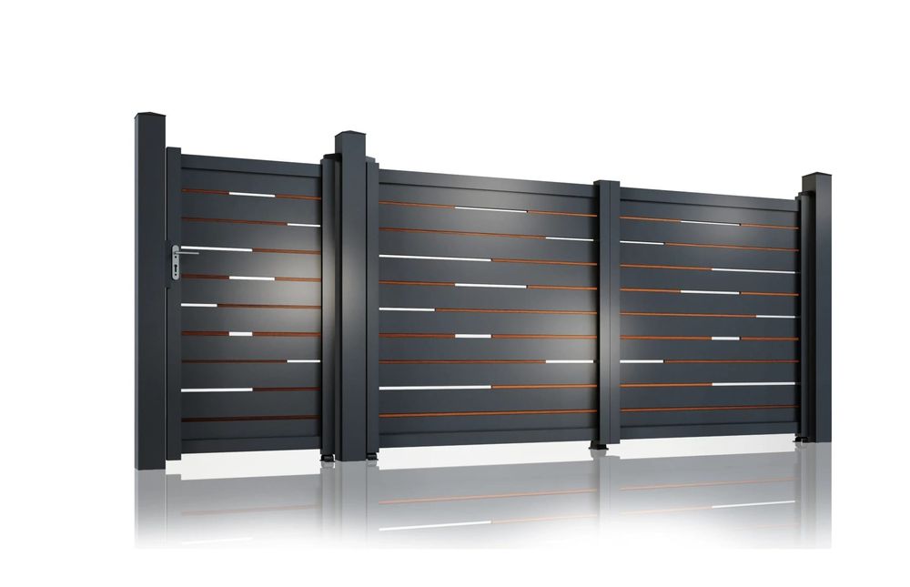 Set porti metalice din aluminiu, de culoare gri antracit și maro