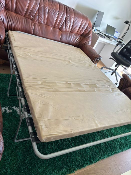 Set canapea si doua fotolii 3 - 1 - 1 Lemn Masiv si Piele Naturala