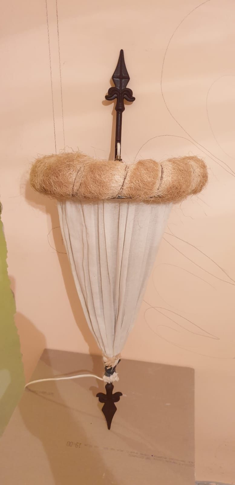 Accesoriu decorațiune înfrumusețare camera metal textil Italia 1970