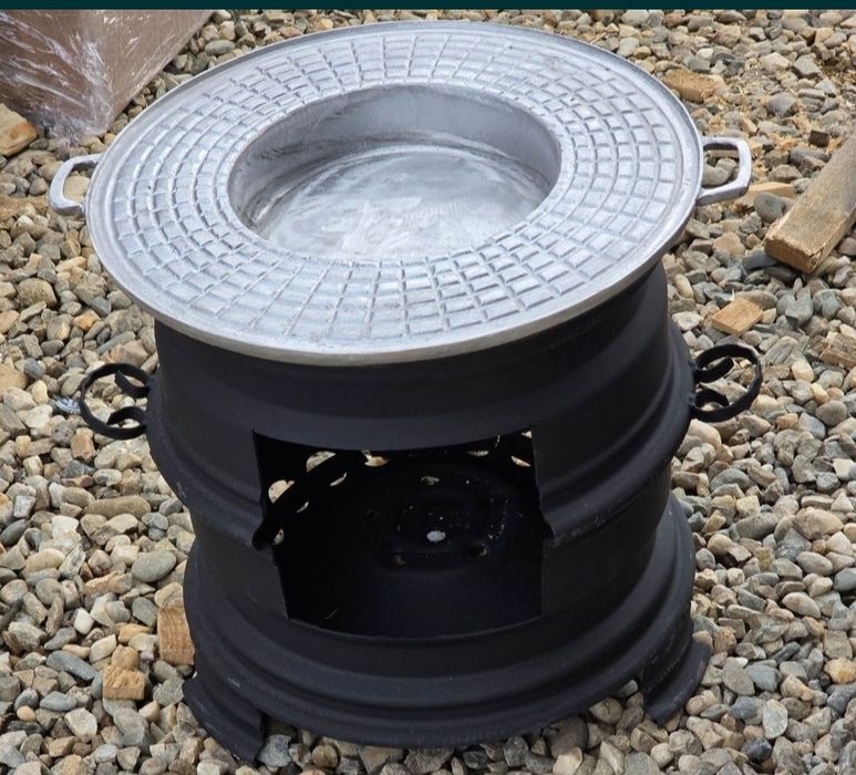 Sobă grădină / pirostrie din jante auto – robustă, eficientă