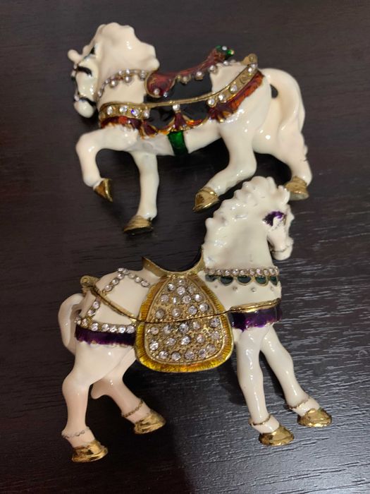 Miniatura cal email vintage 14/8cm cutie bibelou talisman nu Rosenthal