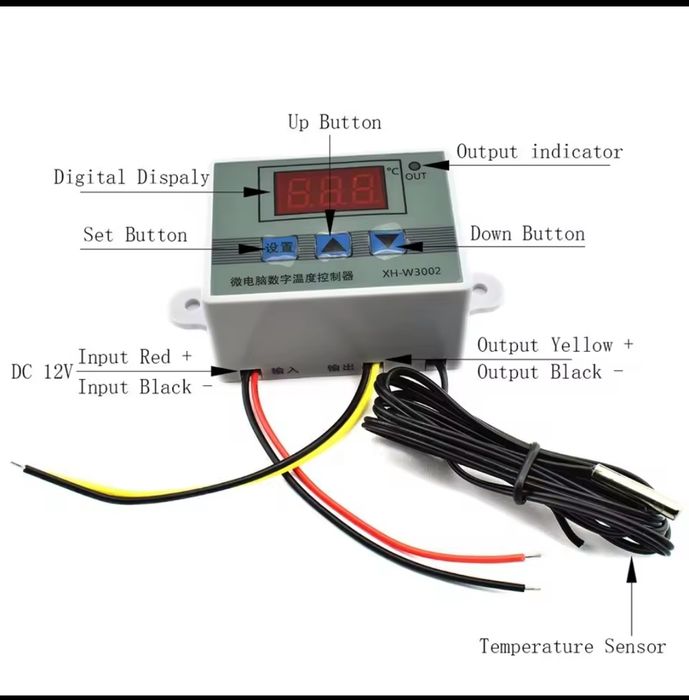 Termostat temperatura digital 12V, 24V, 220V cu sonda minim maxim
